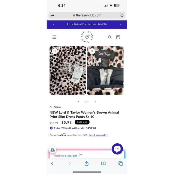 Lord & Taylor Brown Leopard Print Slim Dress Pants Sz 10 - Picture 2 of 3